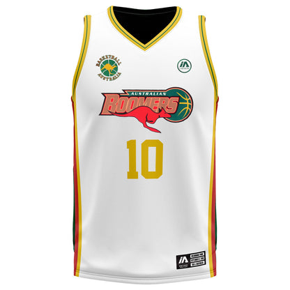 Boomers 2000 Olympics Retro Cut & Sew Jersey - White Andrew Gaze #10